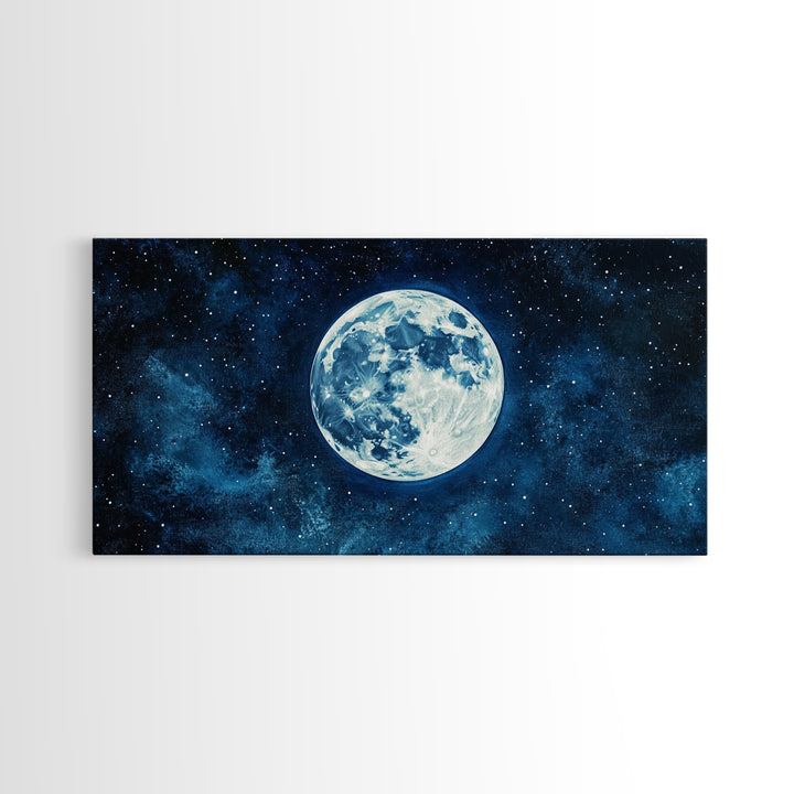 Abstract Oil Painting Print Of The Full Moon - Framed Canvas Print - Ready To Hang - Full Moon Art - Witchy Decor - Full Moon Painting