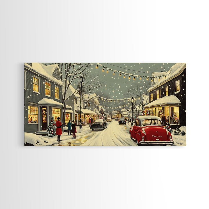 Christmas Village Painting Print Ready To Hang Wall Art, Canvas Print, Christmas Wall Art, Christmas Mantle Decor, Christmas Gift Idea