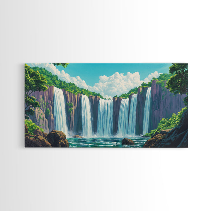 Fantasy Waterfall Painting Print | Fantasy Decor | Magical Enchanted Waterfall Wall Art | Living Room Decor Ready To Hang | Extra Large Art