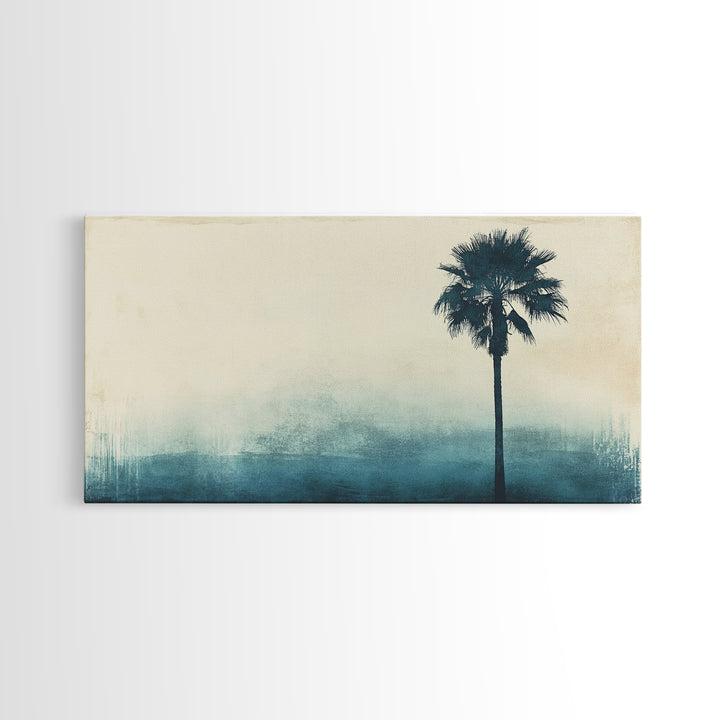 Abstract Palm Tree Nautical Oil Painting Canvas Print Ready To Hang