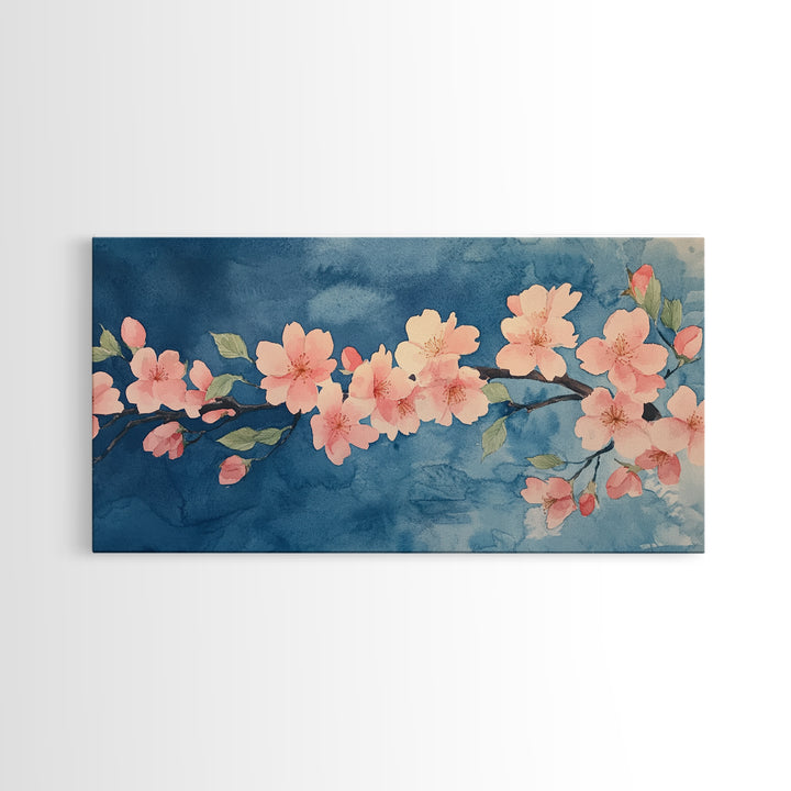 Cherry Blossoms Wall Art Canvas Print  - Pink Cherry Blossom Canvas Oil Painting - Wabi Sabi Wall Art - Purple Tree Nature Decor