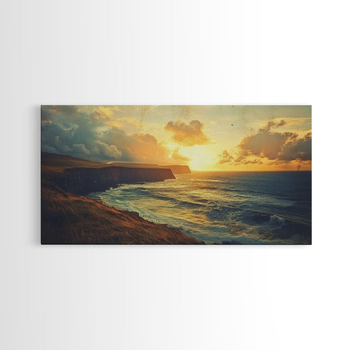 Cliffs of Moher Framed Canvas Print, Ireland Painting, Ireland Decor, Ireland Wall Art, Living Room Home Decor