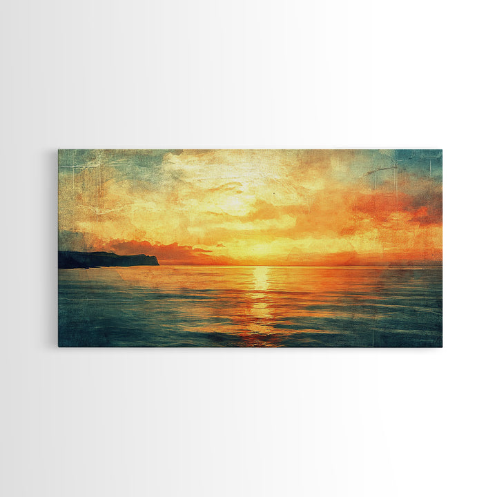 Nautical Landscape Canvas Print, Ocean Art, Wood Framed Canvas, Ocean Home Decor, Seascape Painting, Nautical Nursery Decor