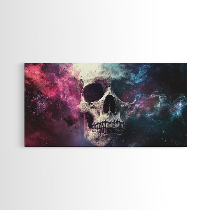 Cosmic Skull Wall Art, Cosmic Horror, Framed Canvas Print, Surreal Wall Decor, Ready To Hang Wall Art, Skull Painting, Skull Art