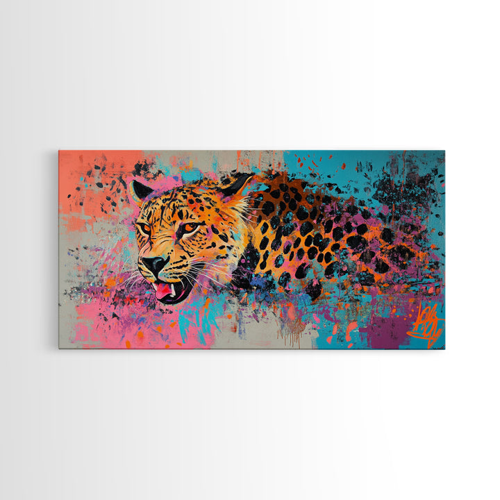 Pop Art Cheetah Painting Print, Wood Framed Art, Canvas Art, Cheetah Print, Cheetah Art, Preppy Decor, Girl's Room Art