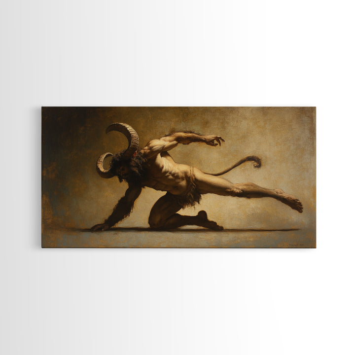 Canvas Print of Satyr, Victorian Gothic Wall Art, Satyr Painting Original, Satyr Oil Painting, Goth Decor, Spooky Wall Art