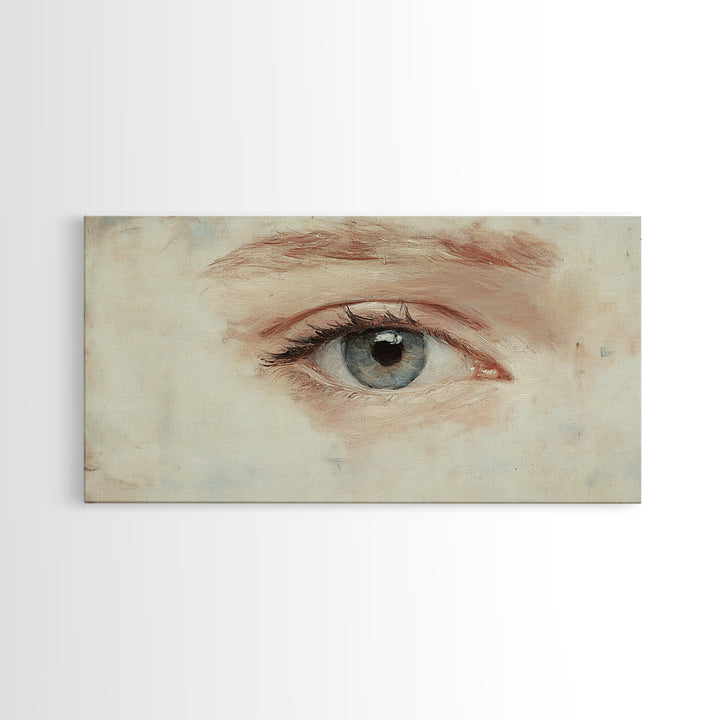 Closeup Study of an Eye Framed Canvas Print, Eye Oil Painting, Whimsical Home Decor, Paint of a Blue Human Eye