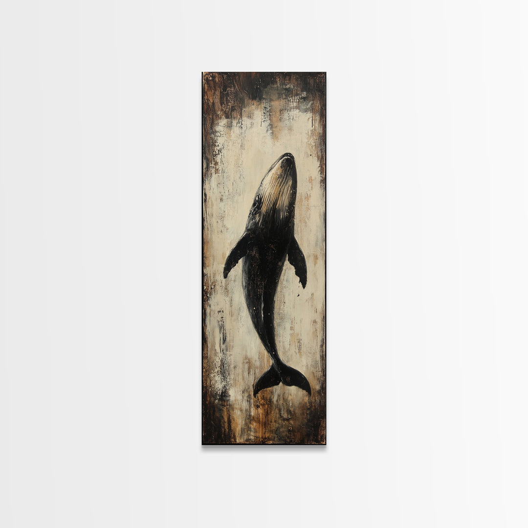 Majestic Whale Painting Framed Canvas Print, Nautical Wall Art, Coastal Decor Living Room Art, Rustic Decor Gift Idea Christmas