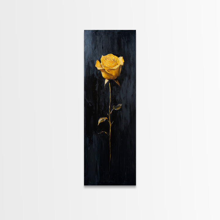 Golden Rose Painting Framed Canvas Print Elegant Art Nouveau Flower Decor, Rose Painting, Yellow Flower Canvas, Living Room Botanical Prints