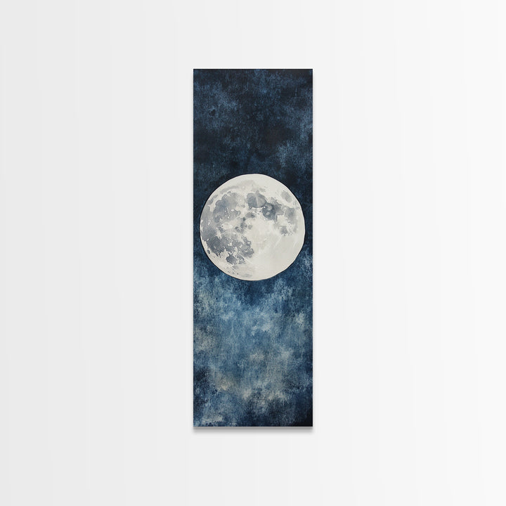 Framed Canvas Print Majestic Moon on Dark Sky, Coastal Inspired Wall Art, Nautical Home Decor, Large Wall Art Above Sofa Gift Him