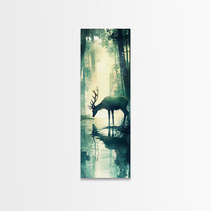 Moody Birch Tree Scene Canvas Print – Tall Narrow Art, Rustic Art, Winter Theme, Wabi Sabi Wall Art, Minimalist Decor, Guest Room Wall Art