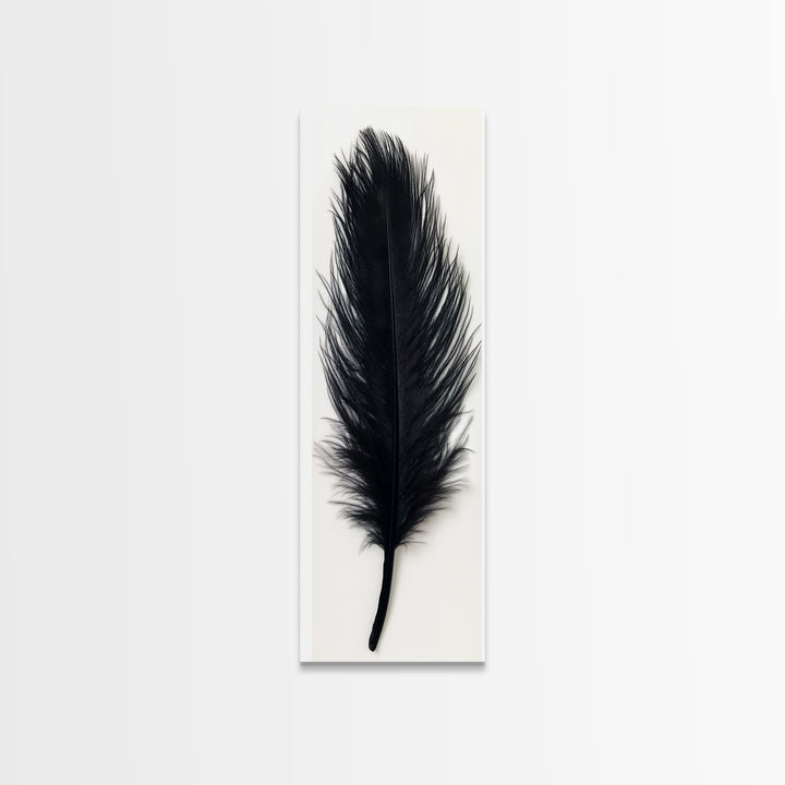 Abstract Black Feather Painting Print, Tall Skinny Art, Retro Home Decor, Abstract Art, Narrow Tall Wall Art, Feather Art, Farmhouse Art