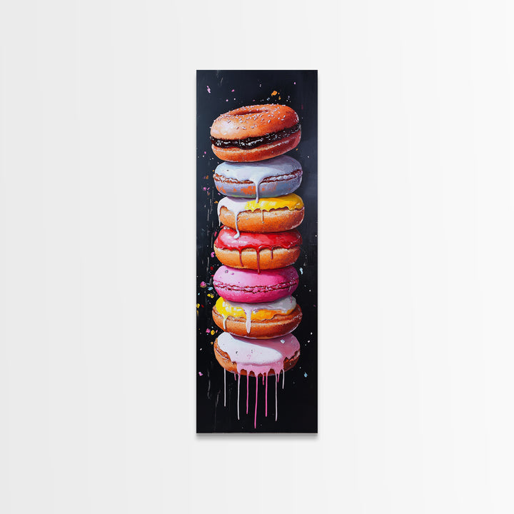 Cute Oil Painting Print of Macaroons - Kitchen Wall Art - Kitchen Decor - Framed Canvas Print - Preppy Kitchen Art - Girly Decor - Food Painting