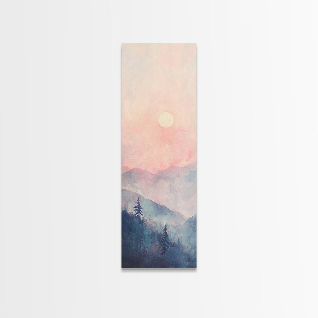 Sunset Over the Blue Ridge Mountains, Framed Canvas Print, Blue Ridge Mountains Painting, Home Decor, Ready To Hang Art, Mountain Painting