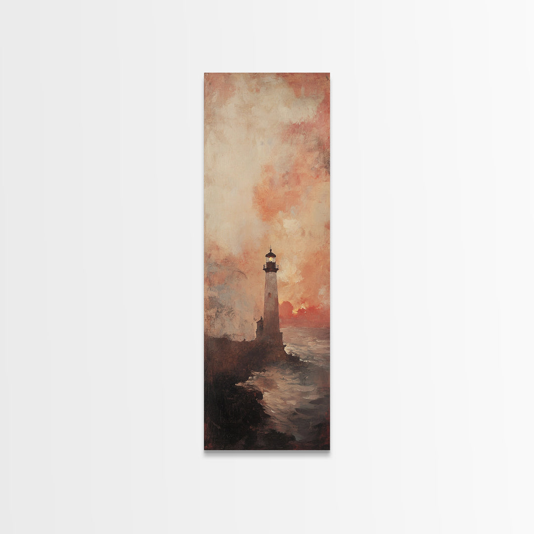 Lighthouse Wall Art Framed Canvas Print - Sunset Wall Art - Coastal Decor - Nautical Decor