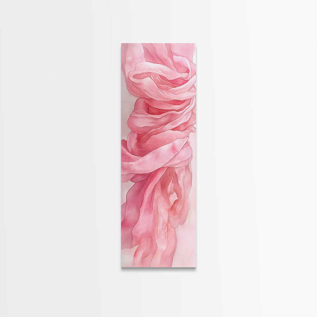 Flowing Pink Fabric Framed Canvas Print Pink Abstract Art Feminine Minimalist Decor Light Pink Wall Art Bedroom Living Room Aesthetic