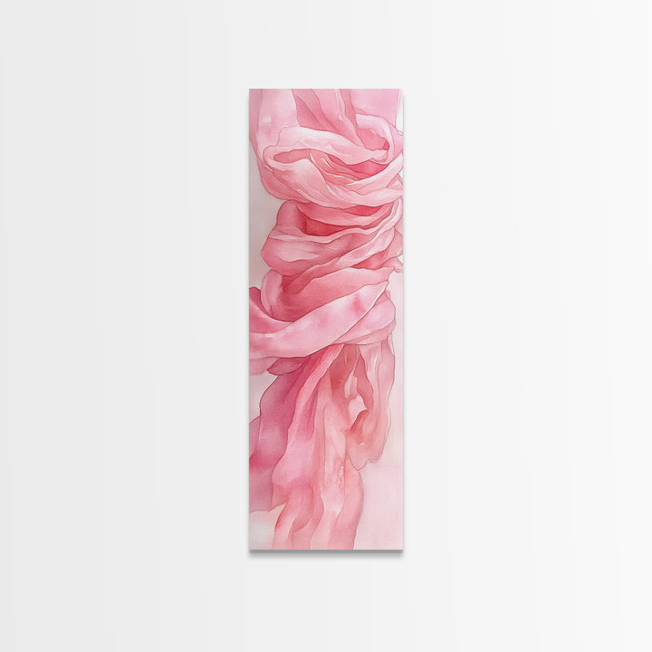 Flowing Pink Fabric Framed Canvas Print Pink Abstract Art Feminine Minimalist Decor Light Pink Wall Art Bedroom Living Room Aesthetic