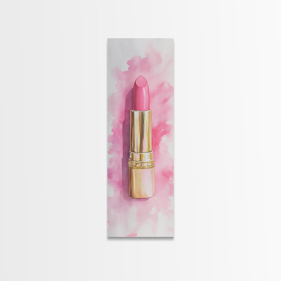 Pink Lipstick Canvas Print Feminine Pink Abstract Art Light Pink Wall Art Whimsical Art Rustic Decor Vertical Gift Idea Above Sofa