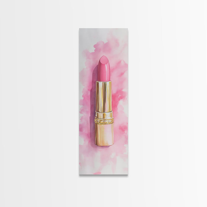Pink Lipstick Canvas Print Feminine Pink Abstract Art Light Pink Wall Art Whimsical Art Rustic Decor Vertical Gift Idea Above Sofa