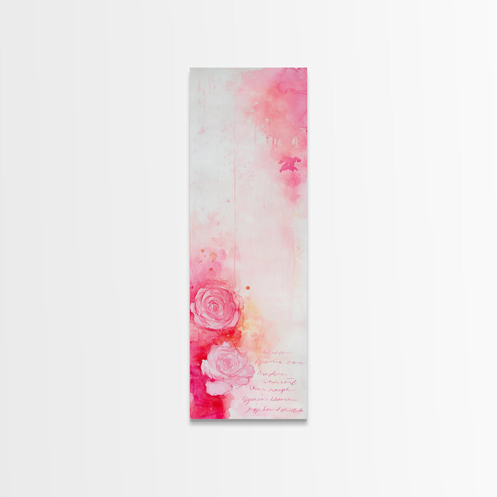 Rose Painting Framed Canvas Print Romantic Pink Art Light Abstract Wall Art Above Couch Art Gift Idea Living Room Wabi Sabi Decor