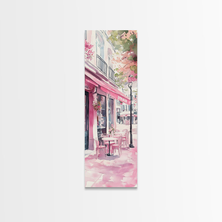 Pink Café Canvas Print Romantic French Bistro Painting Coastal Cowgirl Wall Art Above Bed Art Guest Room Gift Living Room Rustic Decor