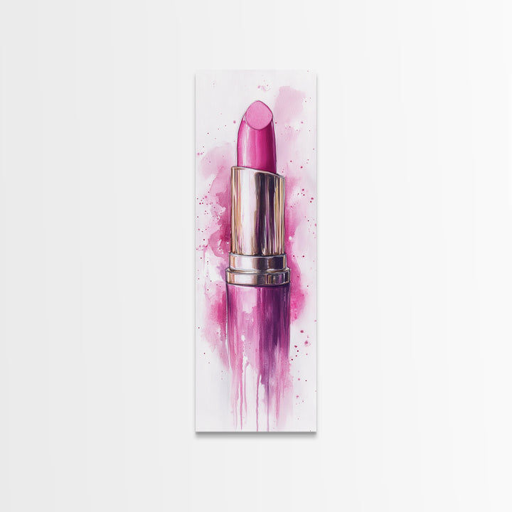 Bold Pink Lipstick Framed Canvas Print Feminine Modern Wall Art Beauty Decor Moody Pink Abstract Painting Bedroom Art Gift Idea