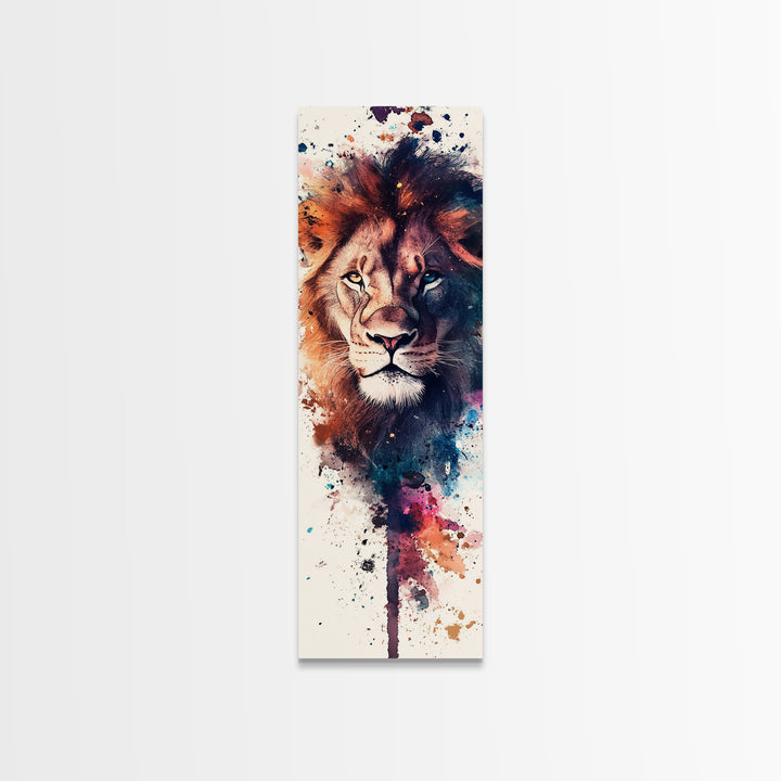 Canvas Print Lion Wall Art African Art Whimsical Style Long Narrow Wall Art Guest Room Decor Safari Animal Painting Christmas Gift