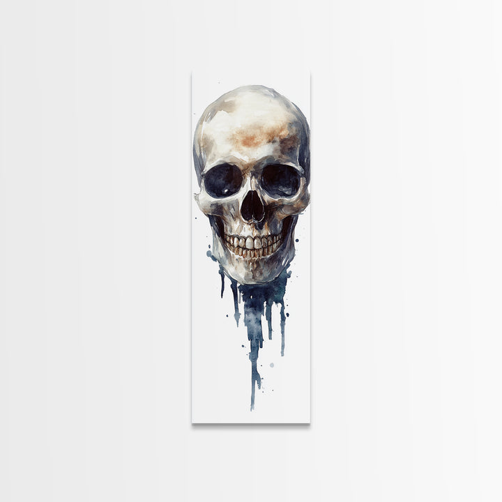 Framed Canvas Print Skull Art for Gothic Decor, Moody Halloween Wall Art, Original Skull Artwork, Living Room Art, Gift Idea for Him