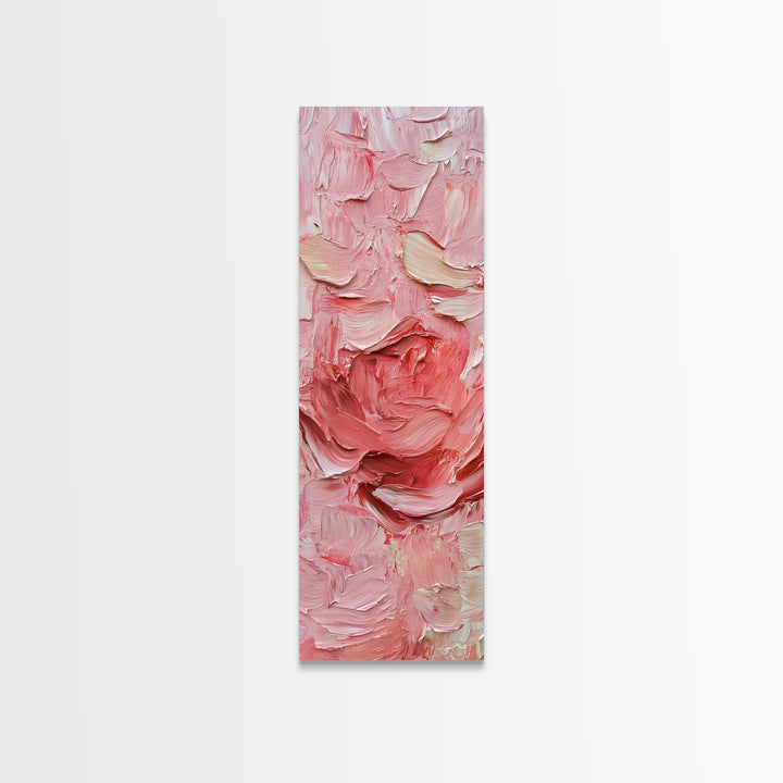 Abstract Pink Rose Textured Canvas Print, Light Pink Botanical Wall Art, Rose Painting Bedroom Art, Minimalist Floral Artwork