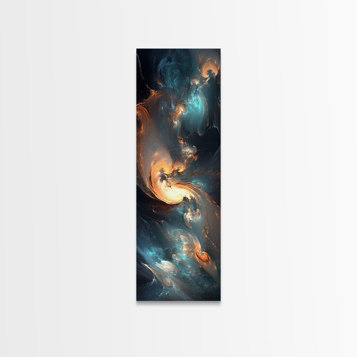 Radiant Sky Abstract Blue Wall Art Framed Canvas Print Coastal Decor Moody Wall Art Extra Wide Art Horizontal Panoramic