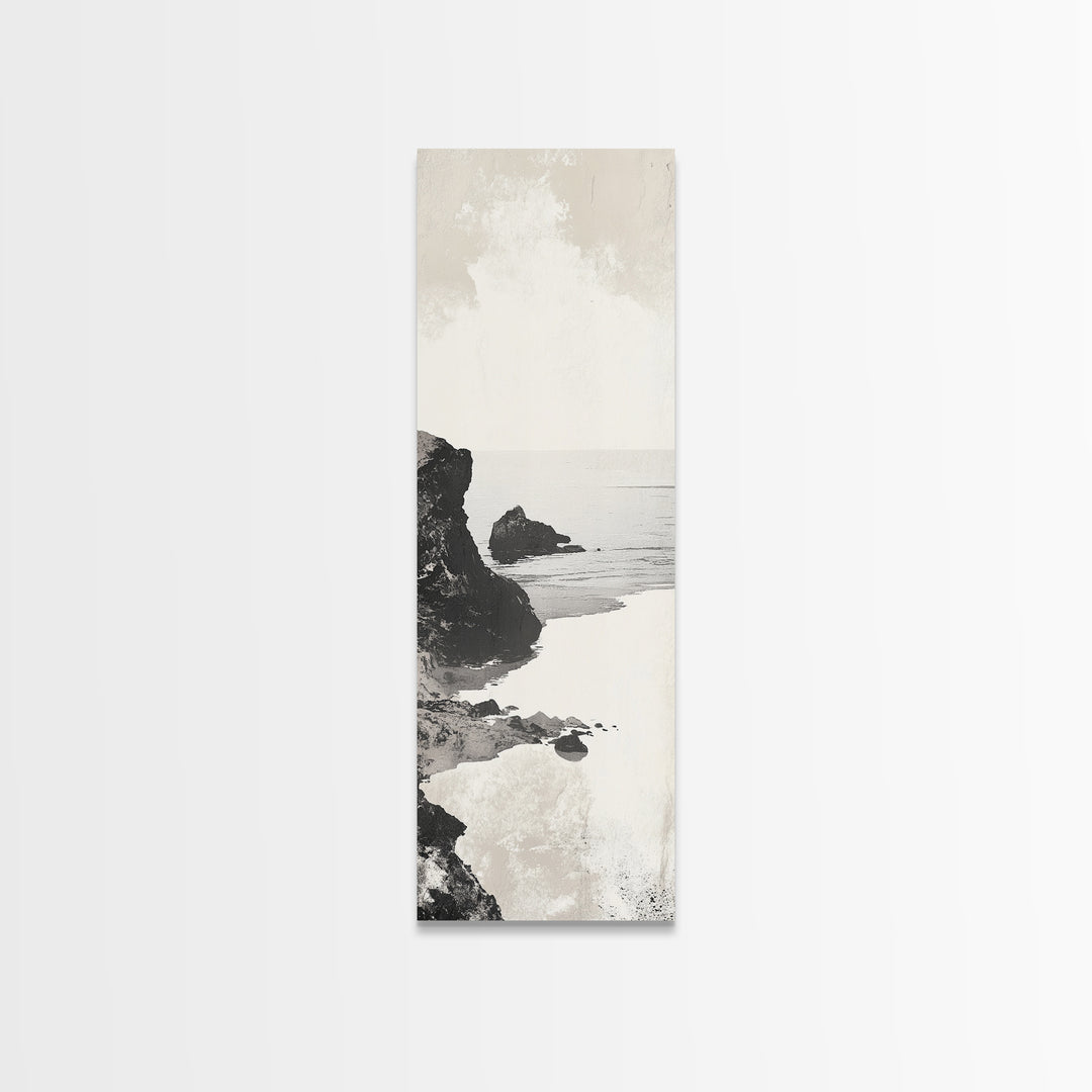 Tranquil Coastal Rocks Canvas Print Nautical Wall Art Minimalist Art Seascape Art Bedroom or Living Room Rustic Coastal Decor Piece