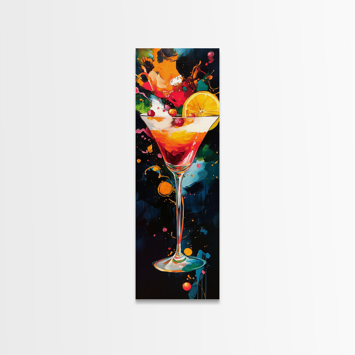 Abstract Martini Art Framed Canvas Print | Espresso Martini Wall Art | Cocktail Art | Kitchen Decor | Whimsical Art | Vertical Wall Art