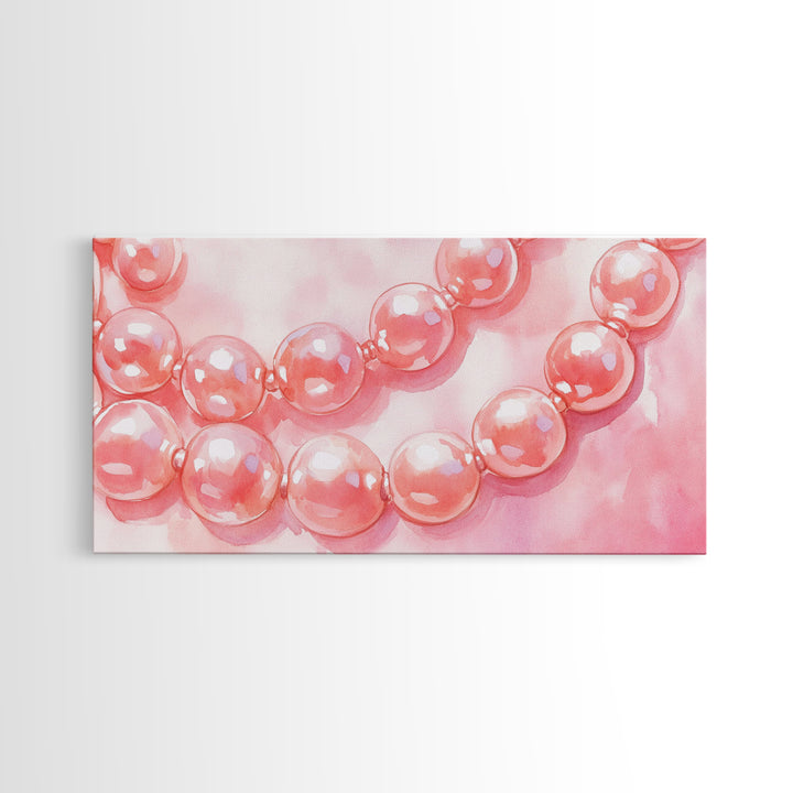 Blush Pearl Art Canvas Print Featuring Pearl Painting and Light Pink Wall Art Minimalist Art Gift Idea Guest Room Rustic Wall Decor