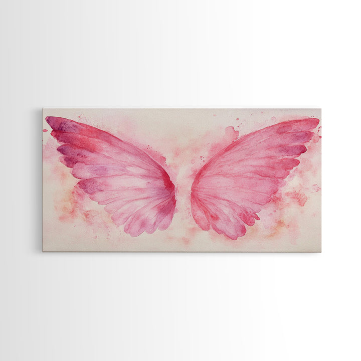Angel Wings Canvas Print Whimsical Art Light Pink Wall Art Angel Art Prints Bedroom Decor Above Bed Wall Art Gift Idea