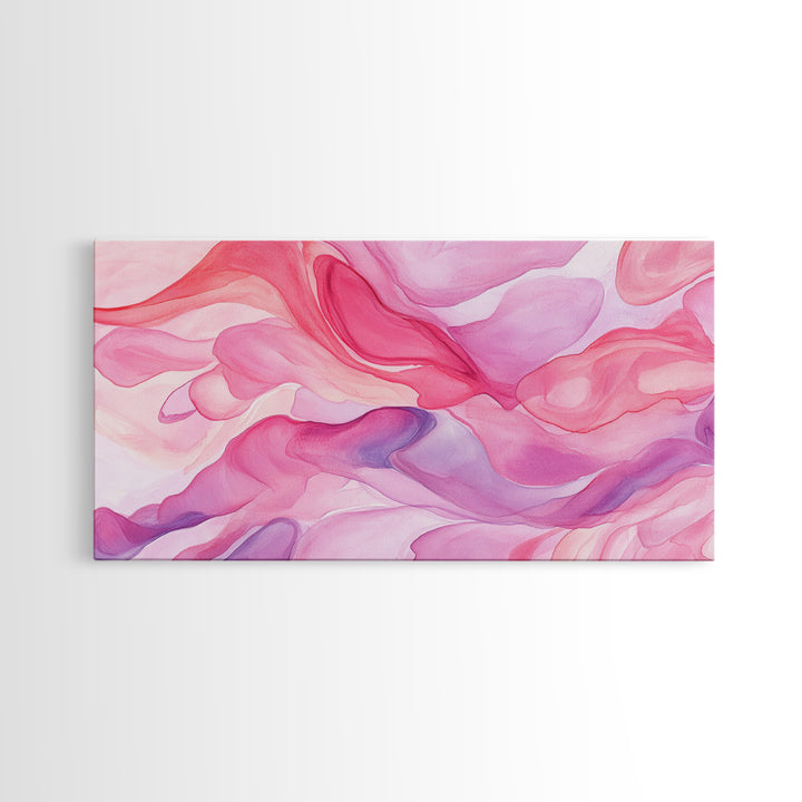 Pink Abstract Flowing Design Canvas Print, Whimsical Minimalist Light Pink Wall Art, Dorm Room Bedroom Art Unique Gift Idea