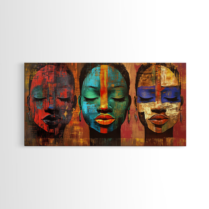 Vibrant African Art Canvas Print, Afrocentric Wall Art Decor, Colorful Moody Abstract Painting, Unique Therapy Art Gift Idea