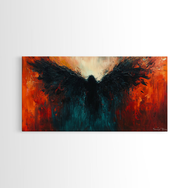 Phoenix Metal Inspired Framed Canvas Print with Bold Moody Art Stunning Southwest Wall Art for Bedroom or Living Room
