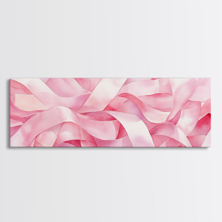 Pink Ribbon Abstract Art Canvas Print Light Pink Wall Art Minimalist Artwork Bedroom Art Above Sofa Decor Gift Idea For Her