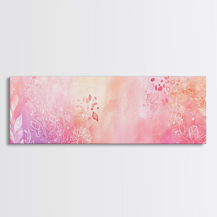 Botanical Prints Canvas Print Featuring Pink Abstract Floral Artwork, Living Room Wall Art in Pastel Hues, Light Pink Decor