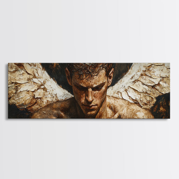 Brooding Angel Canvas Print Dark Romance Painting Moody Art Gothic Wall Art Bedroom Serenity Modern Rustic Living Room Decor