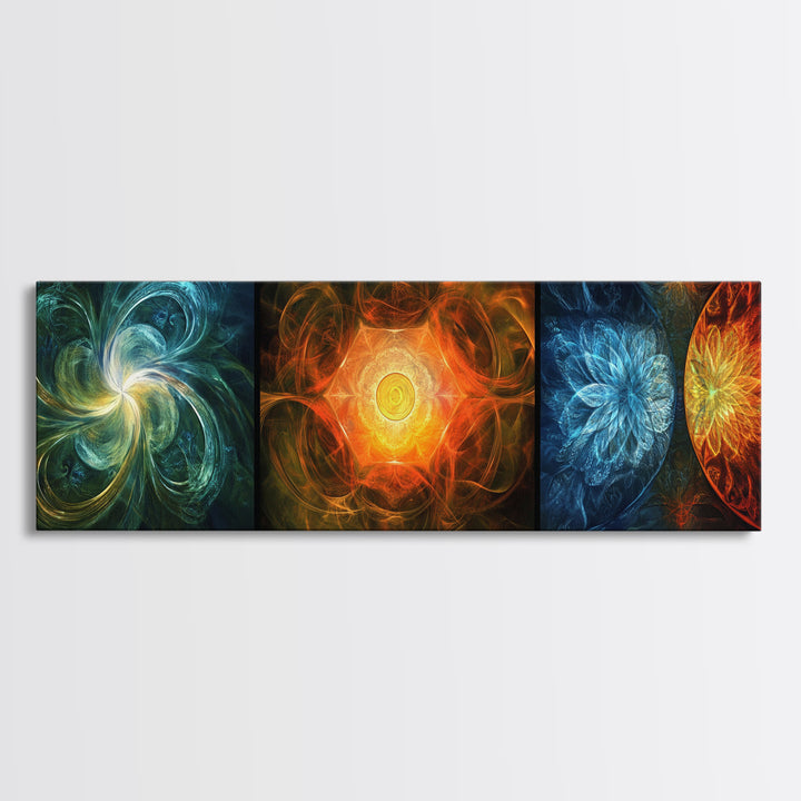 Radiant Mandala Canvas Print Sacred Geometry Art Wildflower Painting Bold Statement Wall Art Bedroom Modern Living Room Decor