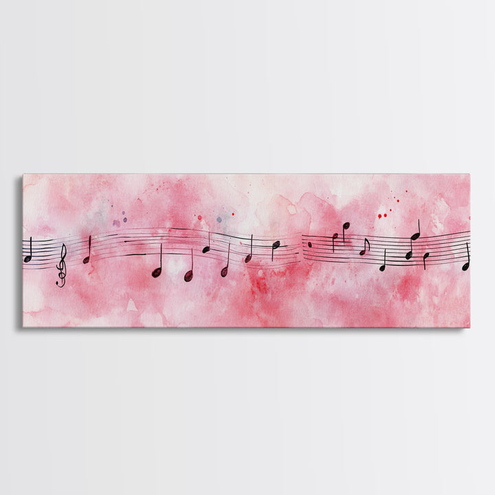 Musical Notes Canvas Print Artistic Sheet Music Wall Art Light Pink Abstract Artwork Rustic Wabi Sabi Art Living Room Decor Gift