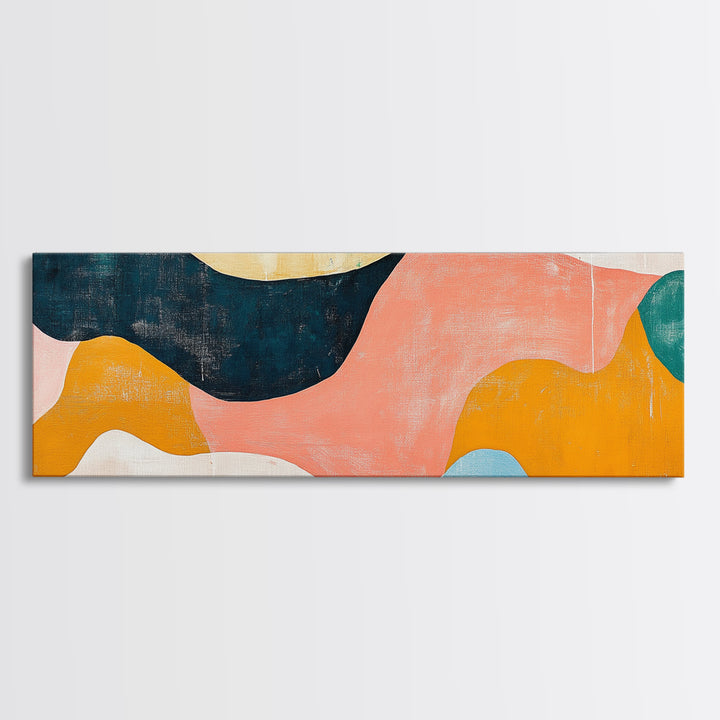 Coastal Abstract Framed Canvas Print Nautical Painting Coastal Landscape Artwork Seascape Wall Art Living Room Ocean Horizontal Decor