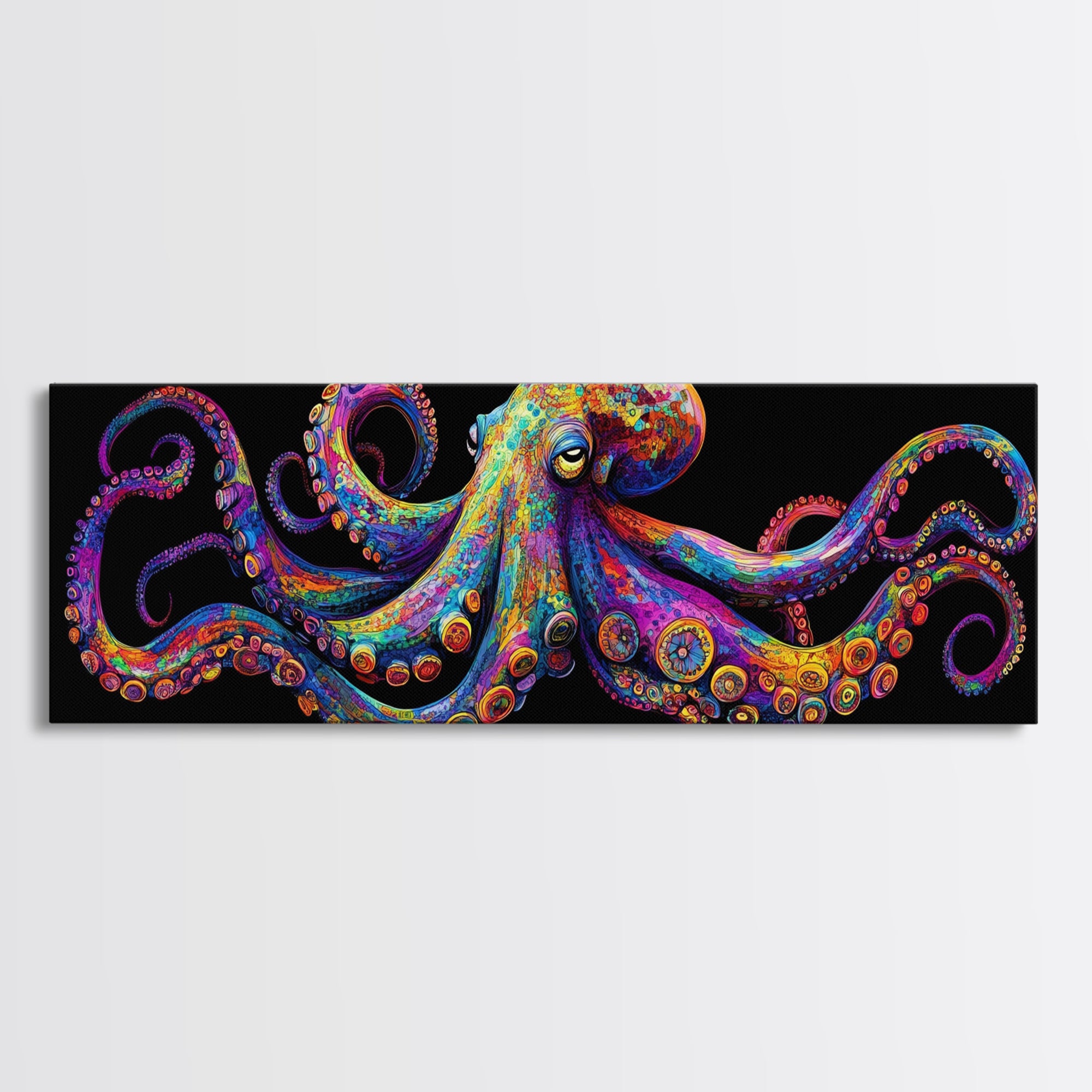 Vibrant Octopus Art Canvas Print Coastal Decor Nautical Wall Art Gift ...