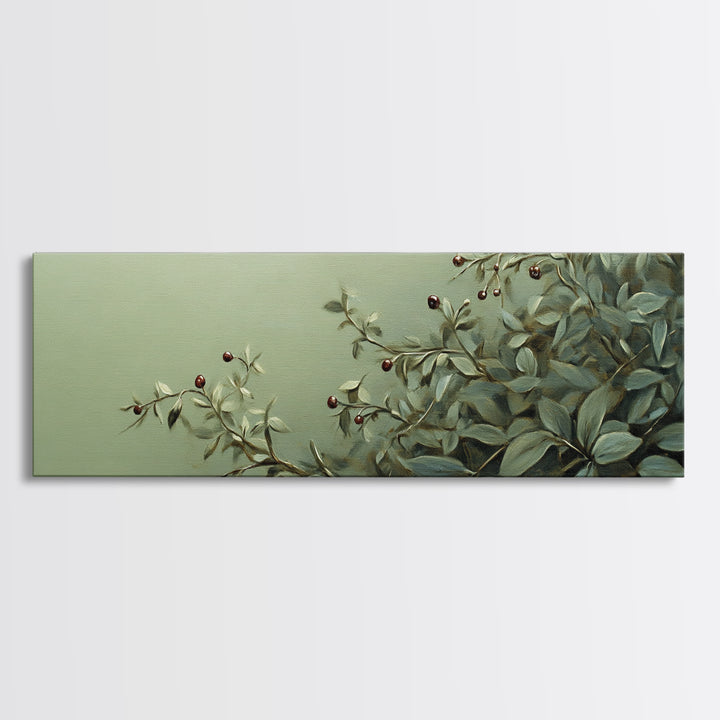 Nature-Inspired Sage Green Framed Canvas Print – Sage Green Wall Art, Botanical Prints, Minimalist Art, Bedroom Art, Wabi Sabi Art