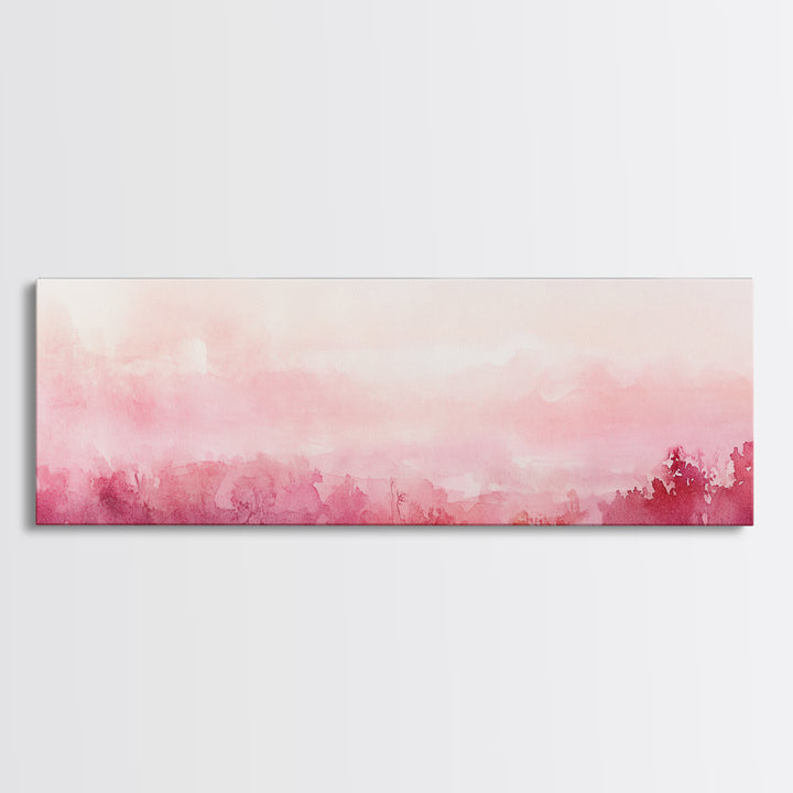 Light Pink Canvas Print Abstract Landscape Painting Horizontal Pastel Minimalist Boho Living Room Art Wabi Sabi Modern Wall Decor
