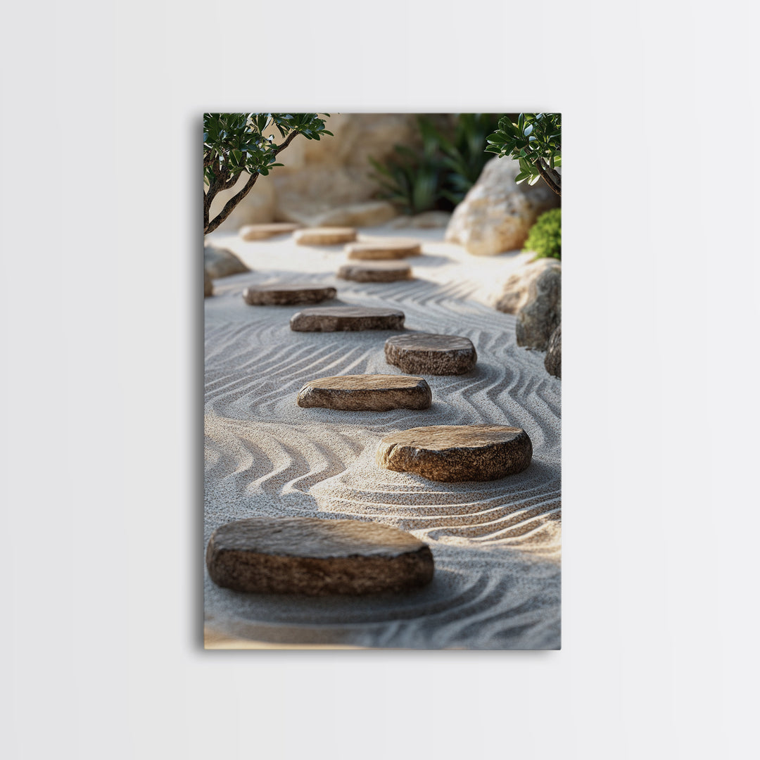 Zen Garden Path Canvas Print Minimalist Zen Wall Art Wabi Sabi Decor Zen Inspired Artwork Rustic Decor Above Bed Wall Art