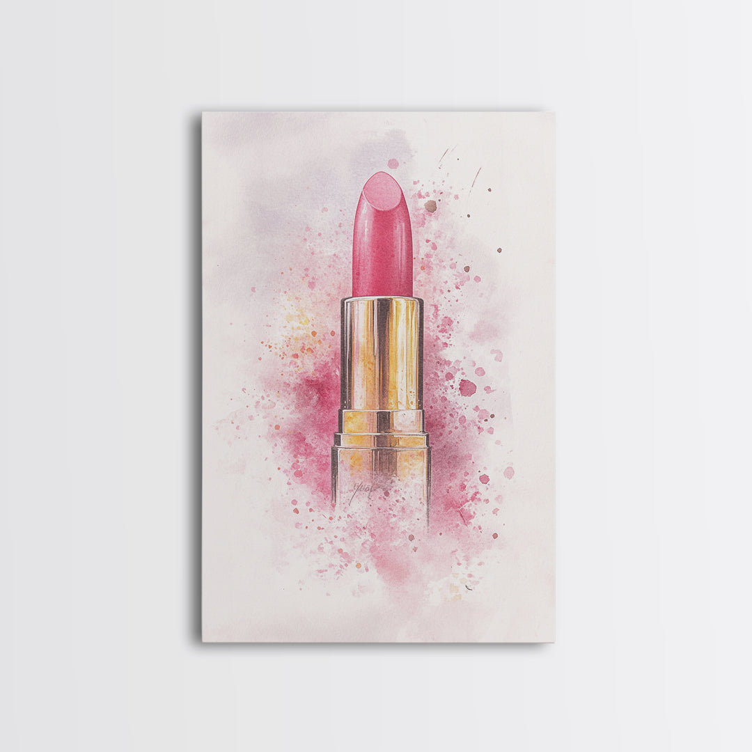 Radiant Pink Lipstick Canvas Print | Feminine Wall Art | Makeup Lover Decor | Modern Minimalist Art | Bathroom Accent | Gift Idea Her