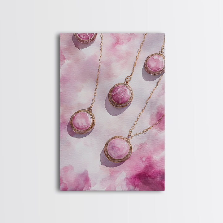 Abstract Pink Pendant Canvas Print Featuring Geometric Wall Art Light Pink Jewelry Artwork Great Gift Idea Minimalist Boho Decor