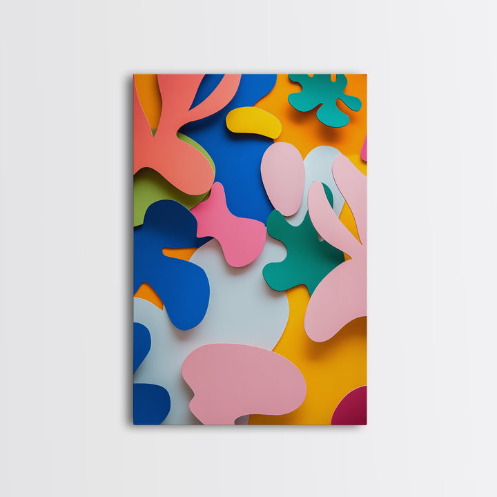 Bold Abstract Organic Shapes Canvas Print, Contemporary Chinoiserie Wall Art, Vibrant Boho and Minimalist Design for Modern Spaces
